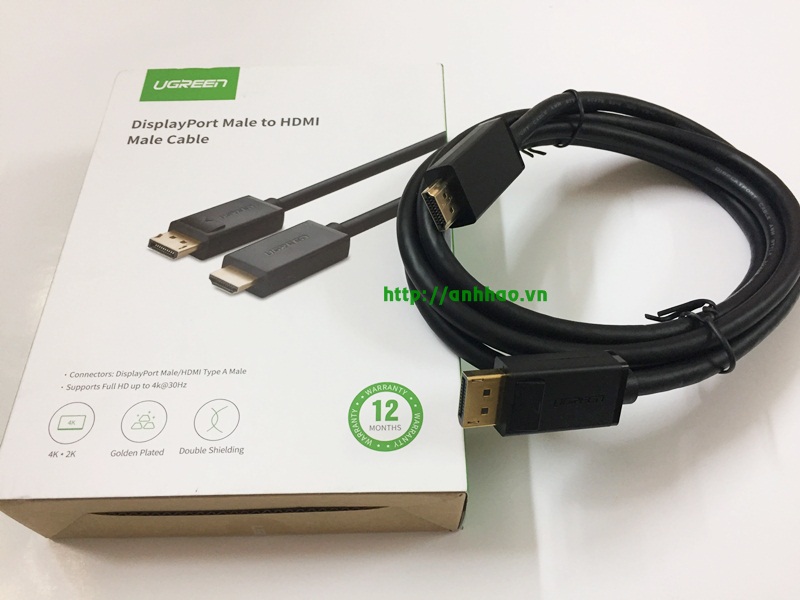 Cáp Displayport sang HDMI 2M ugreen 10202 chính hãng